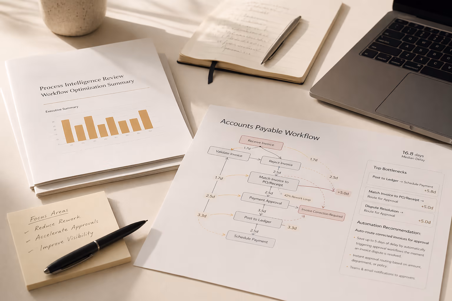Workflow review pack on a desk